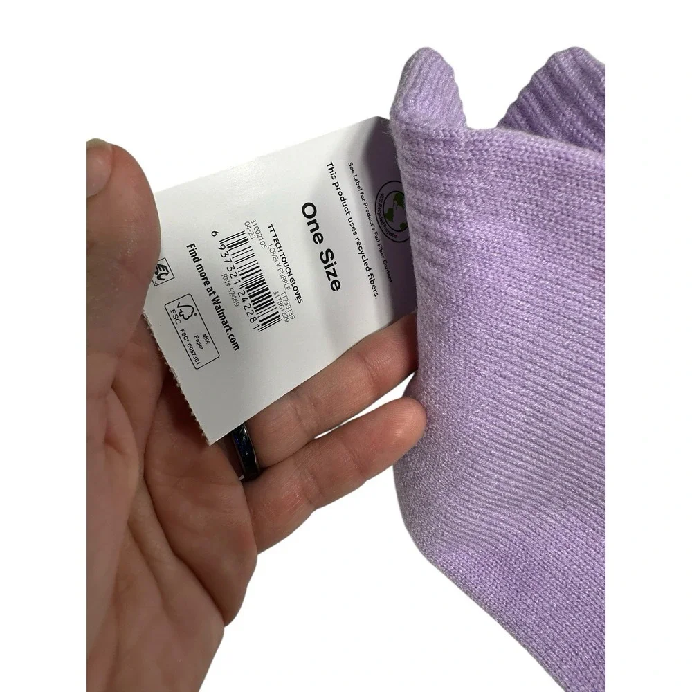 Time and Tru Womens Tech Touch‎ Knitted Gloves One Size Purple 31002105